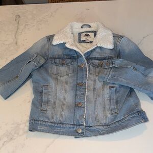 Classic Light Blue Denim Jacket with Sherpa Collar